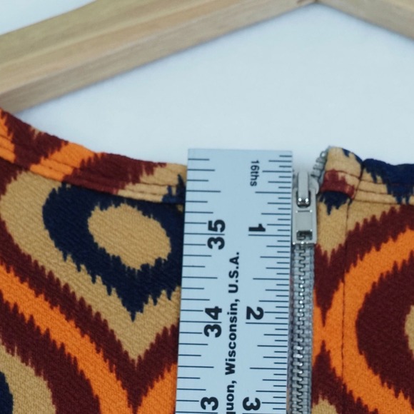 LuluRoe Womens Fit and Flare Dress M Orange Navy Geometric Mod Retro Skater - Picture 8 of 8